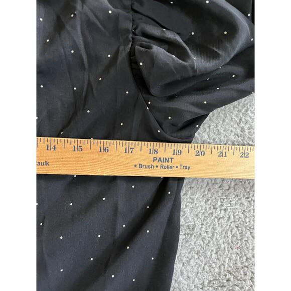 Voila Button Up Top 12 Large Bow Asymmetric Polka Dot Long Sleeve Retro Blouse - Picture 9 of 16